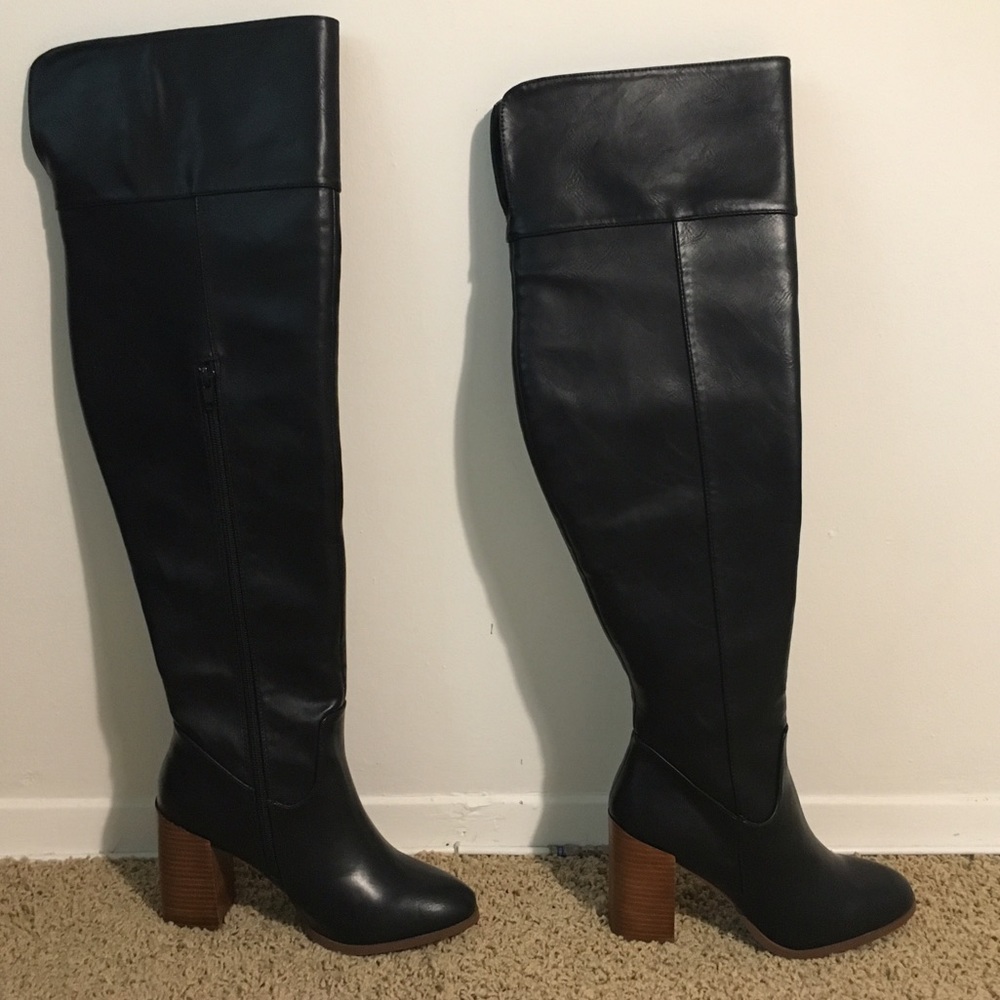 Knee High Pleather Black Boots