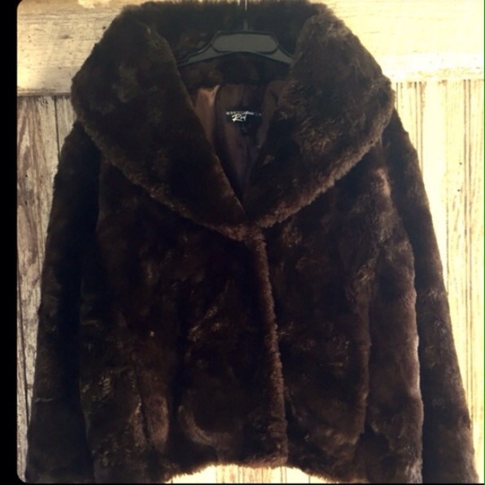 Black Rivet faux fur jacket