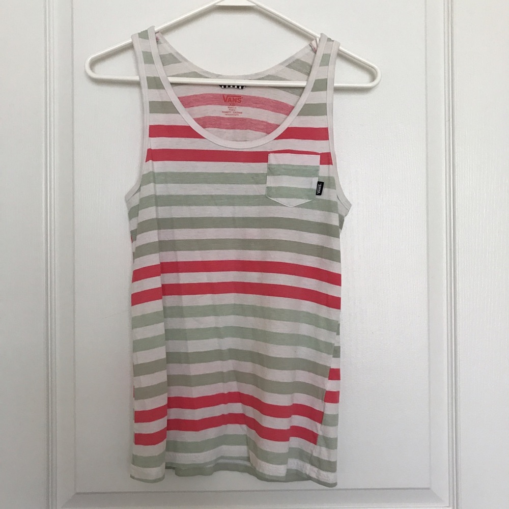 Vans Mint Coral Striped Tank Top (sz XS)