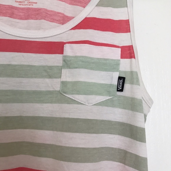 Vans Mint Coral Striped Tank Top (sz XS) - Picture 2 of 2