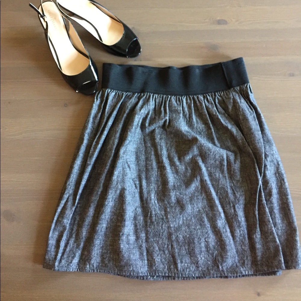 Black Linen Elastic Skirt
