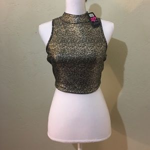 Bebe metallic, cage back, crop top.