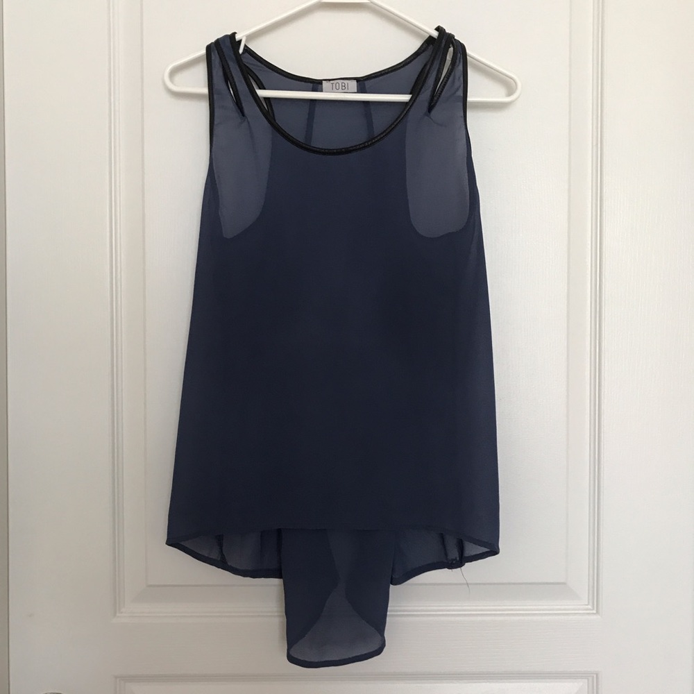 Tobi Blue Sheer Flowy Tank Top (sz S)