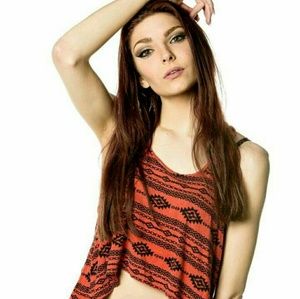 Red and Black printed crop top