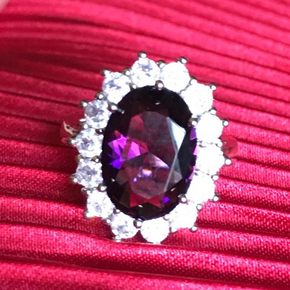 Amethyst and White Sapphire 14K Gold Filled Ring