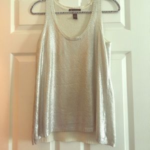 Metallic Silver sweater tank