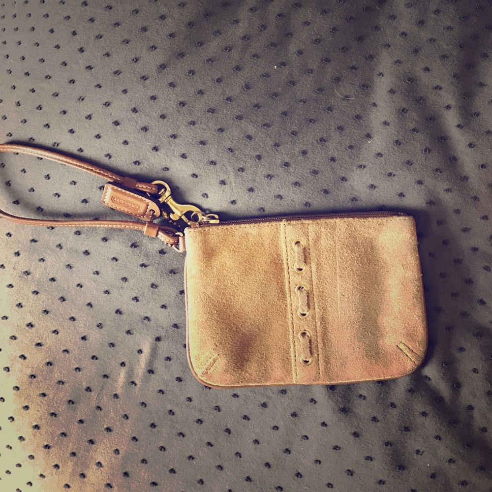 Coach Tan Suede Wristlet