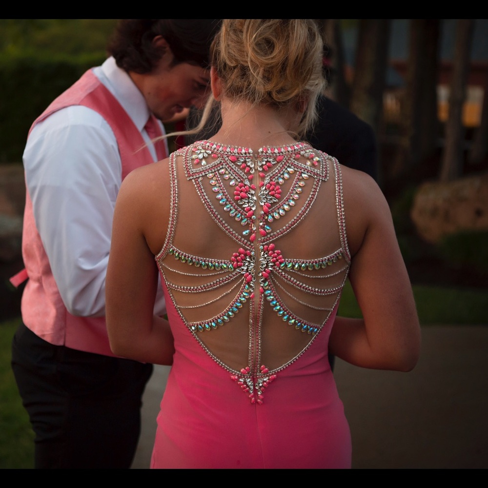 Pink embellished prom dress