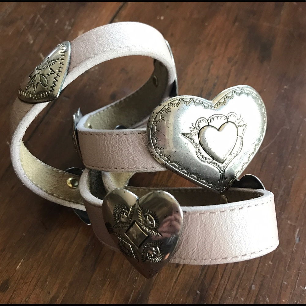 Vintage pink leather heart concho cowgirl belt