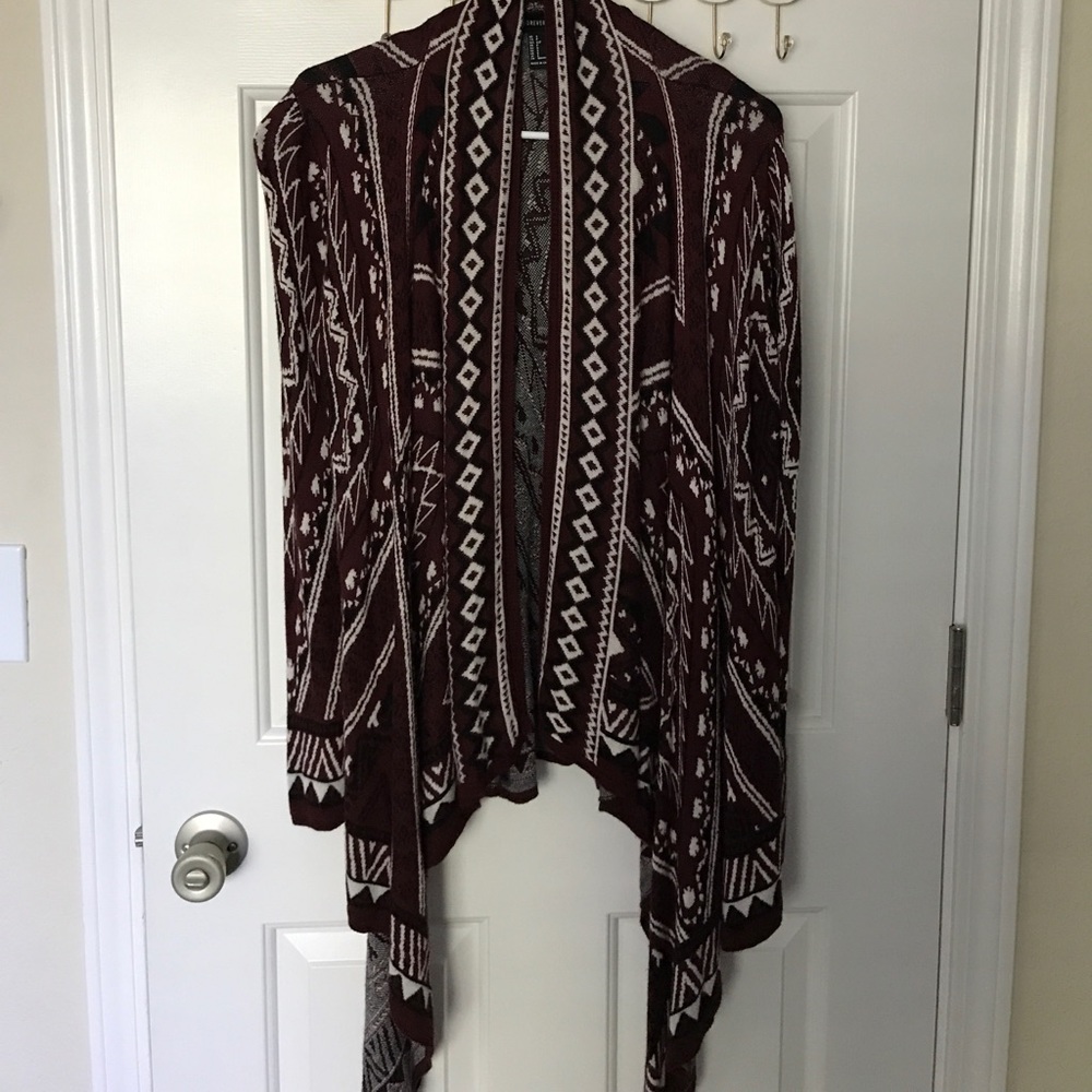 Burgundy Aztec cardigan