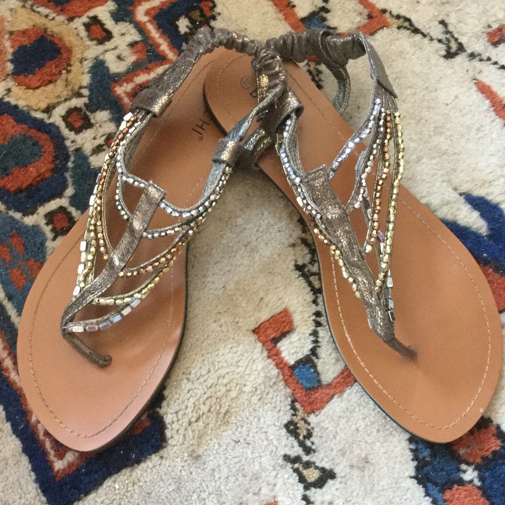 Worn once. Beaded Sandals size 10