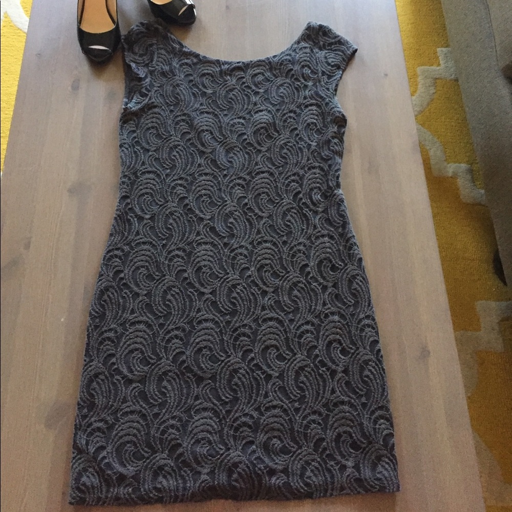 Gray Lace Dress w/ Scoop Back