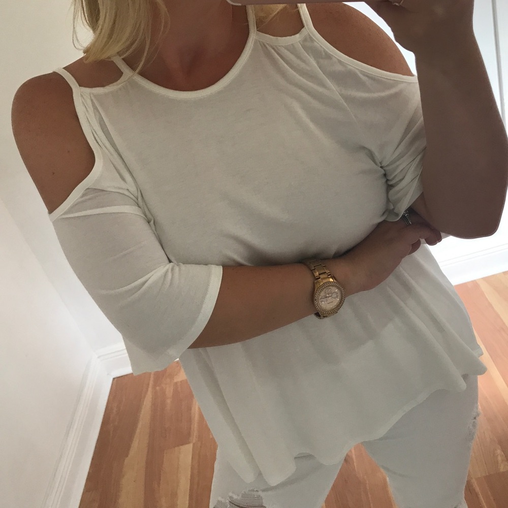 LAST - Off white cold shoulder top - Picture 2 of 3