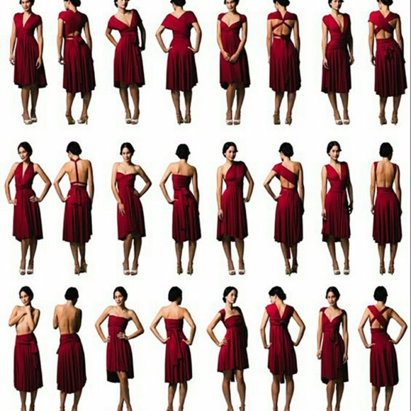 Transformer Red Maxi Dress Infinity Bridesmaid - Picture 3 of 4