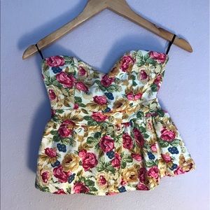 Strapless floral top