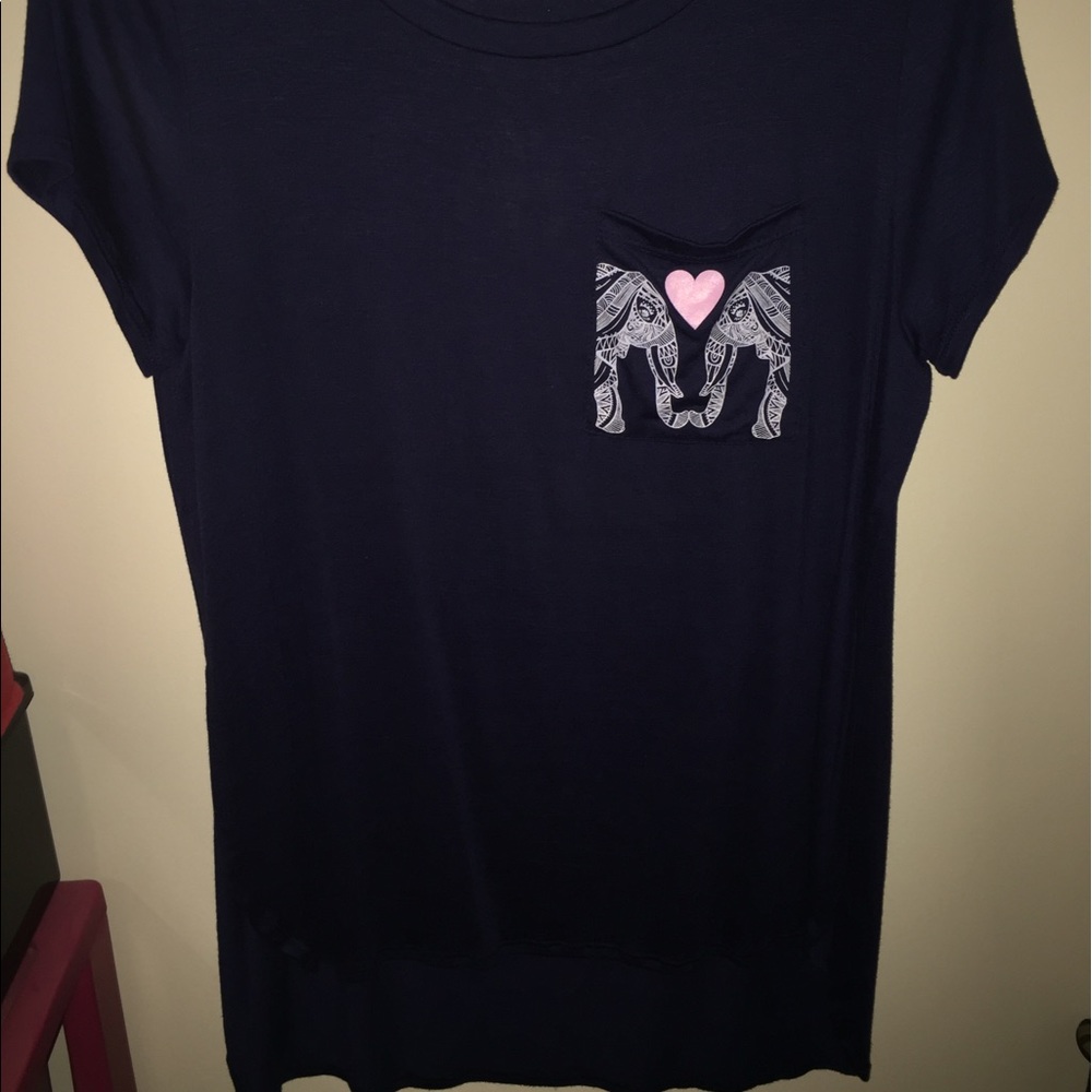Navy pocket shirt with elephants