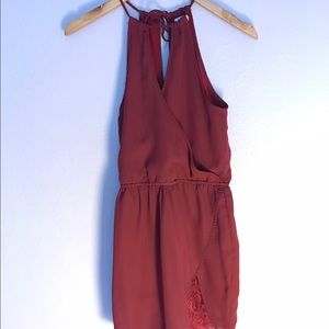 Wine red dress with bottom lace