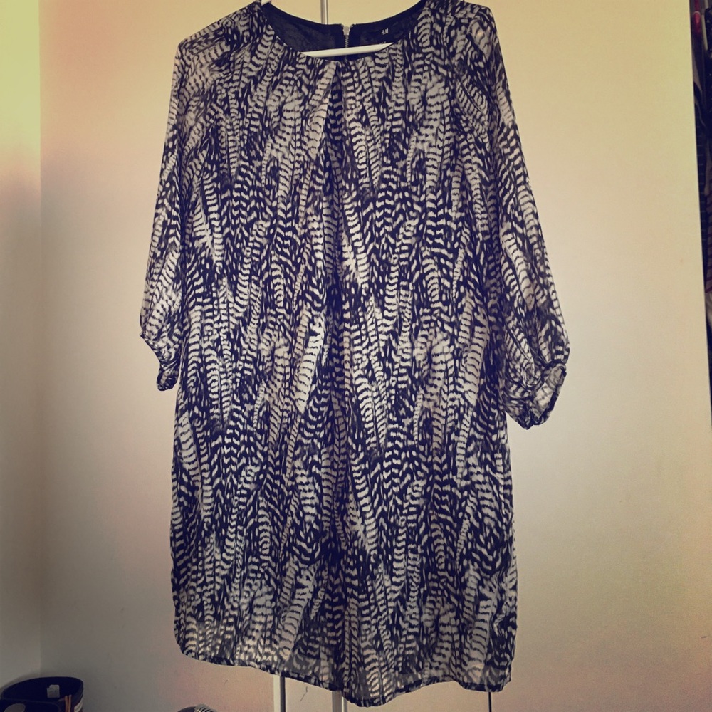 Black and white shift dress