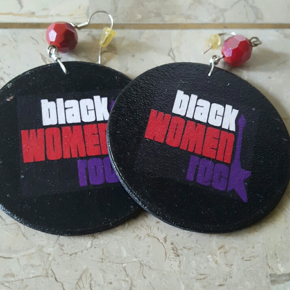 Black Women Rock Novelty Earrings