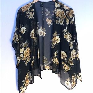Yellow and black  Floral kimono