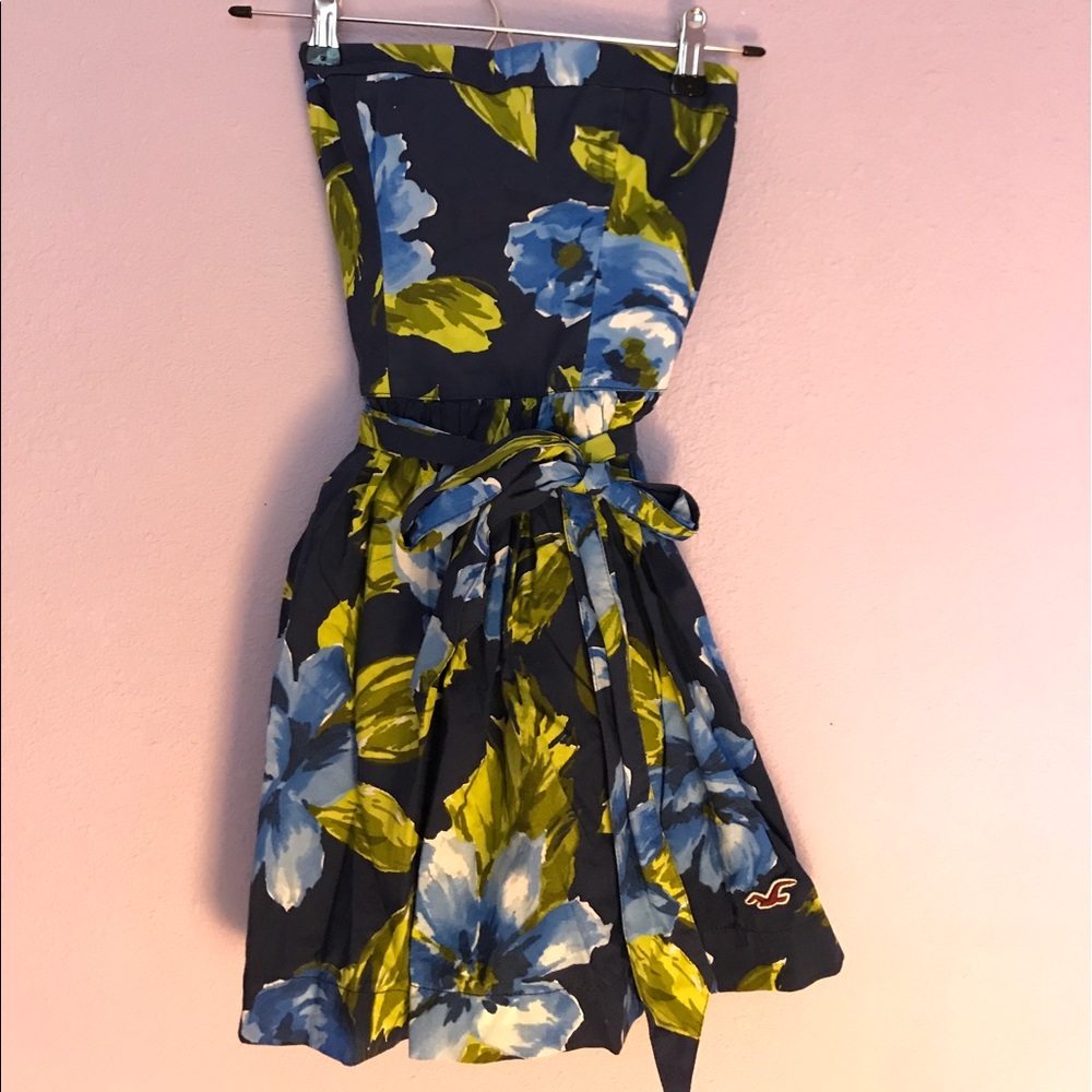 Mini Blue dress with green flowers