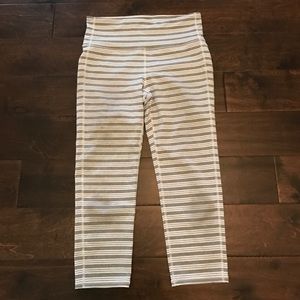 Athleta grey/white striped crop pants