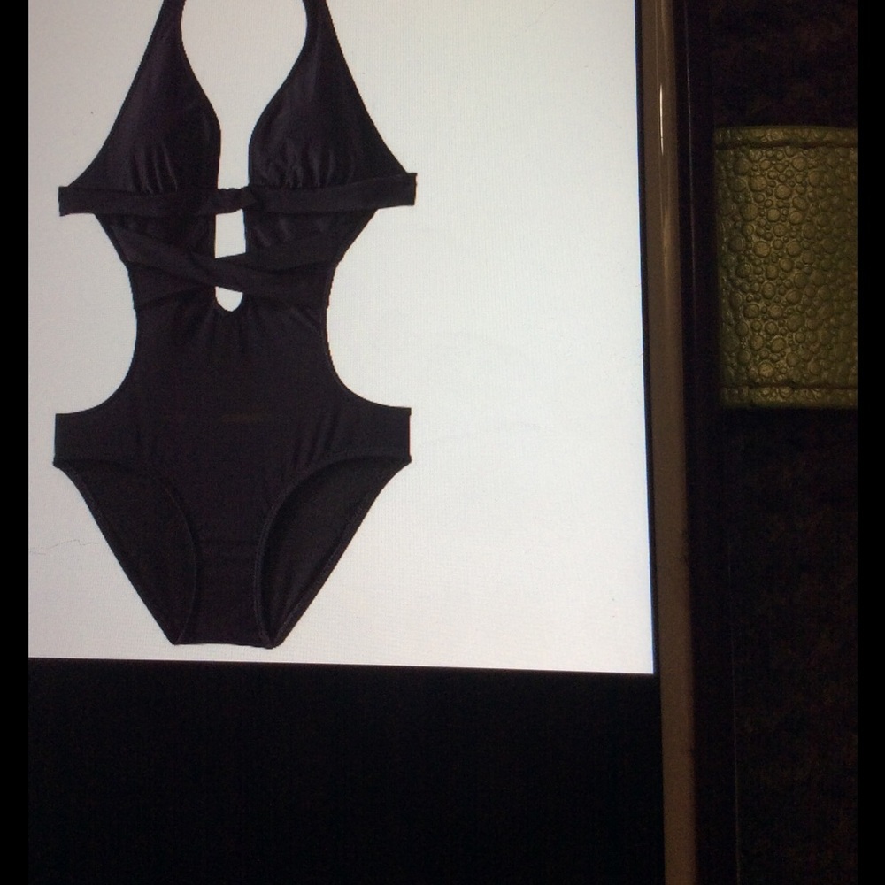 Black halter cut out monokini