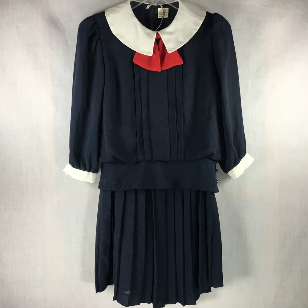2 Piece Skirt Set Red White Blue Pleated Size 4
