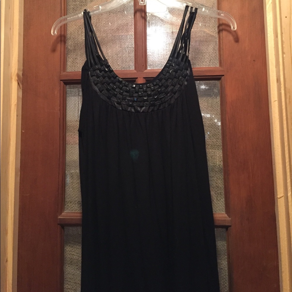 Black strappy top with beading detail