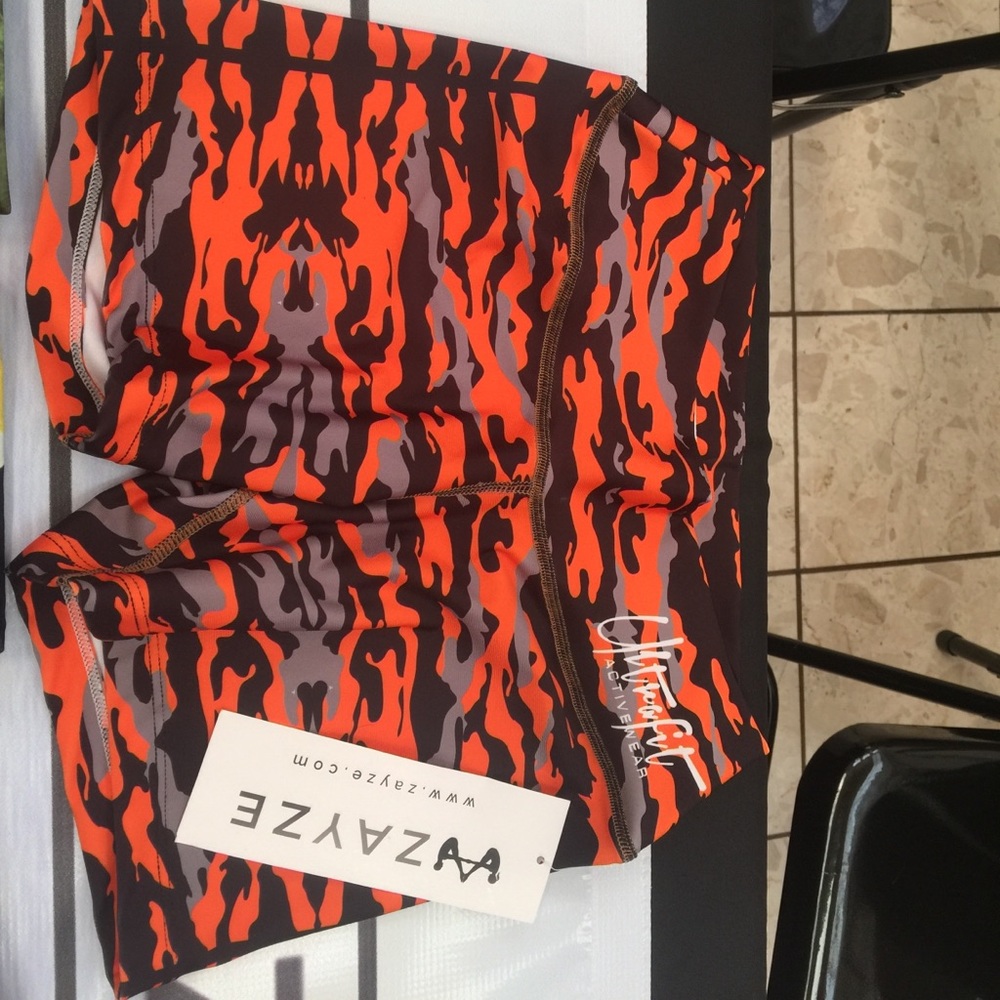 NWT Orange camo compression shorts