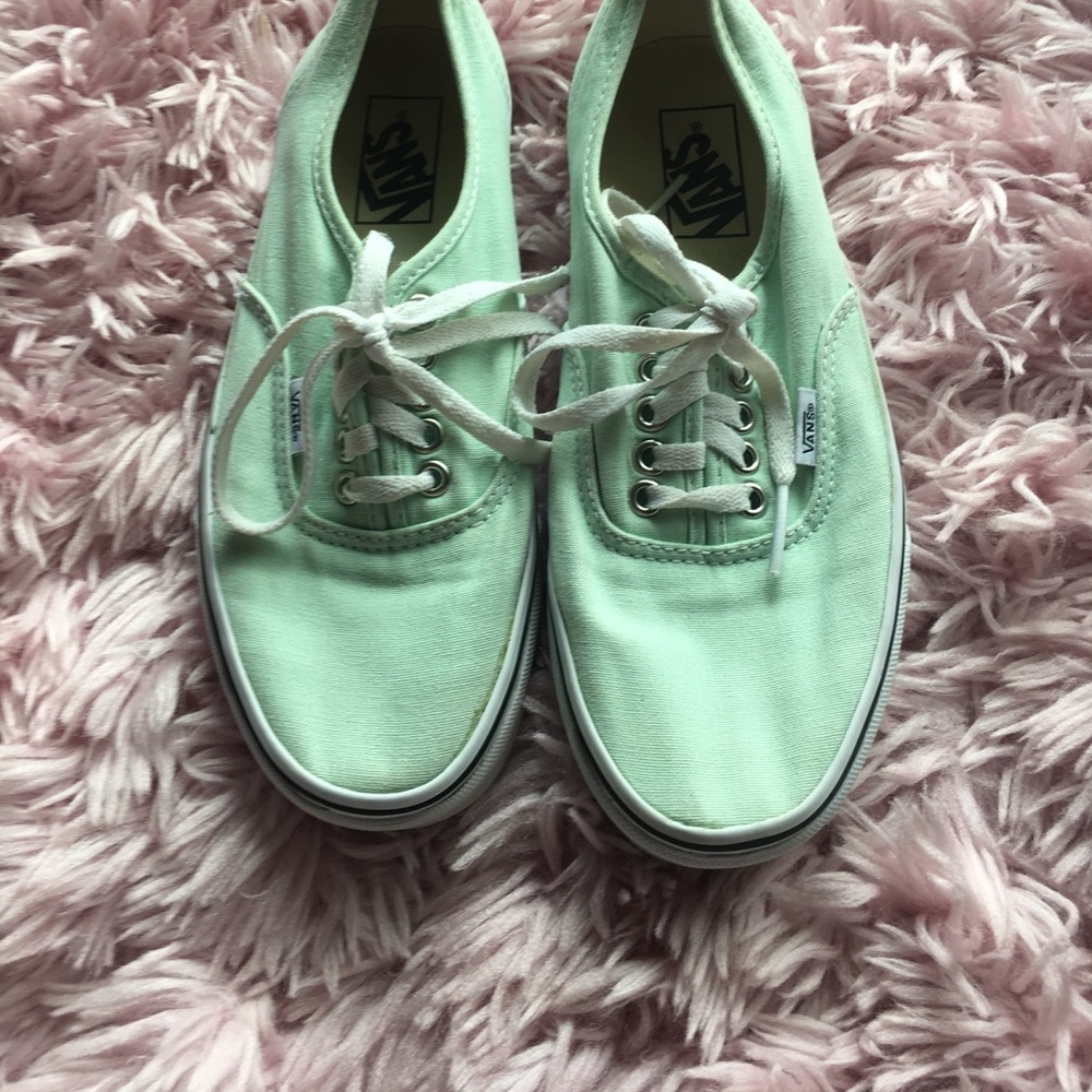 Vans off the wall mint green shoes
