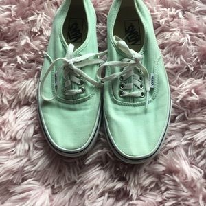 Vans off the wall mint green shoes