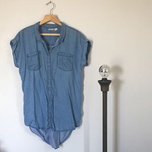 Denim short sleeved shirt