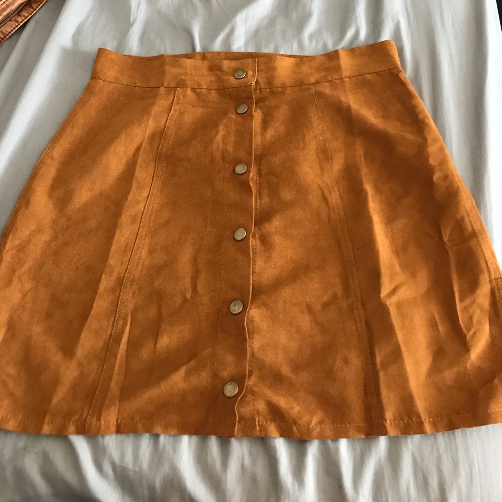 SUEDE BUTTON UP SKIRT