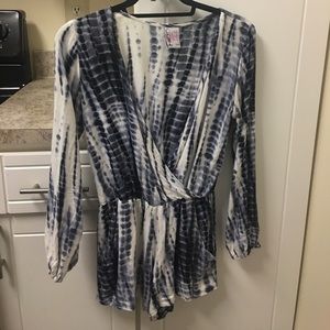 Blue and white the dye romper