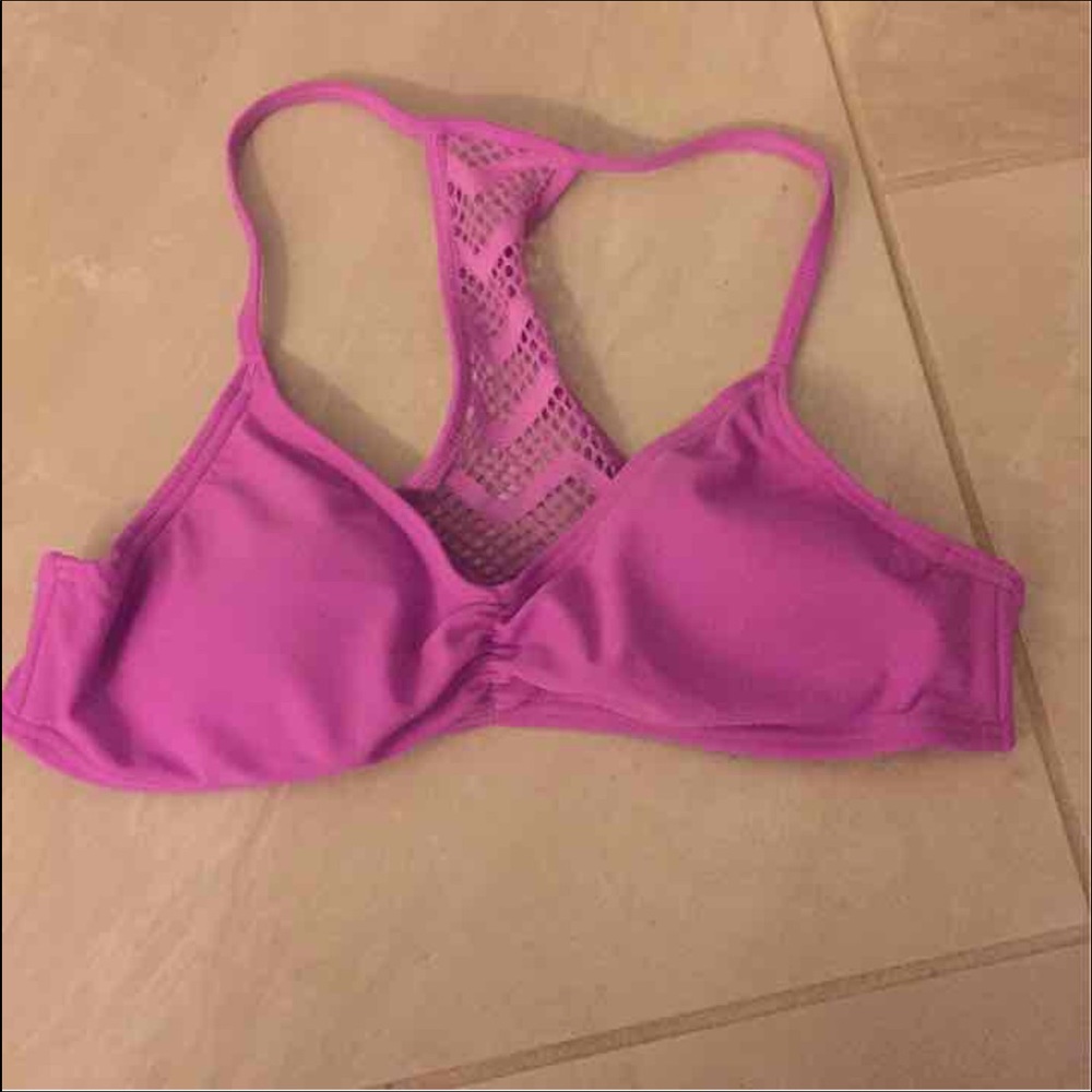 Purple crotchet back bathing suit top