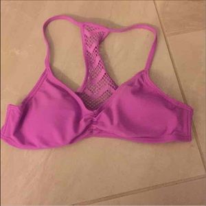 Purple crotchet back bathing suit top