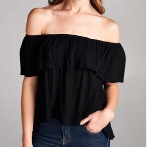 Black off shoulder top
