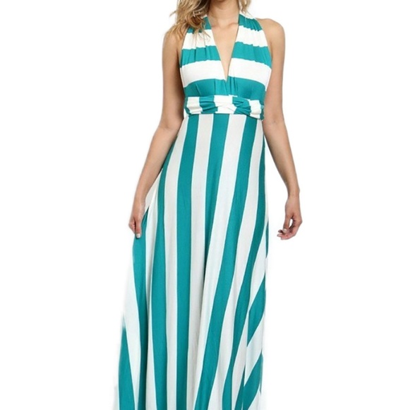 Infinity Multi Way Bridesmaid Maxi Dress Teal - Picture 2 of 3
