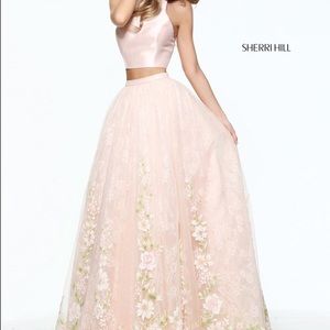 Sherri Hill Lace and Floral Two Piece Prom Dress