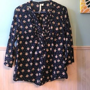 Lauren Conrad 3/4 polkadot and rose shirt