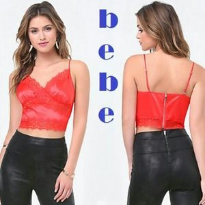 BEBE NEW LACE INSET CROP CAMISOLE TOP