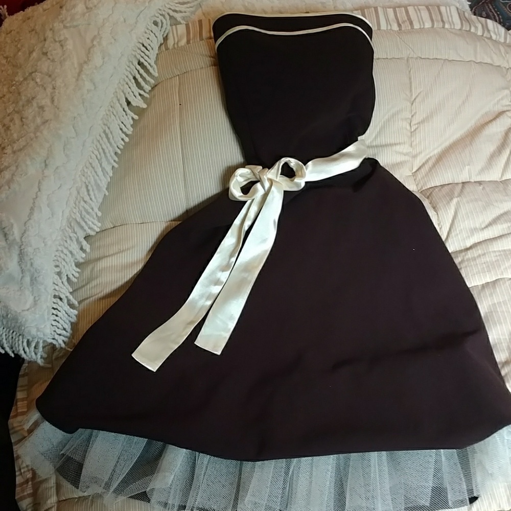 Chocolate Brown satin and lace Cocktail dress