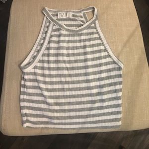 Grey and white striped crop top