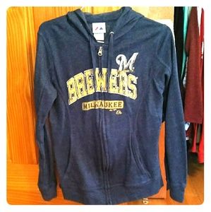 Milwaukee Brewers navy zip up sweatshirt