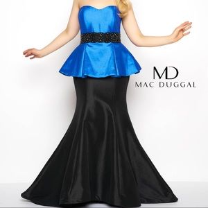 Black and Blue Mermaid Prom Dress