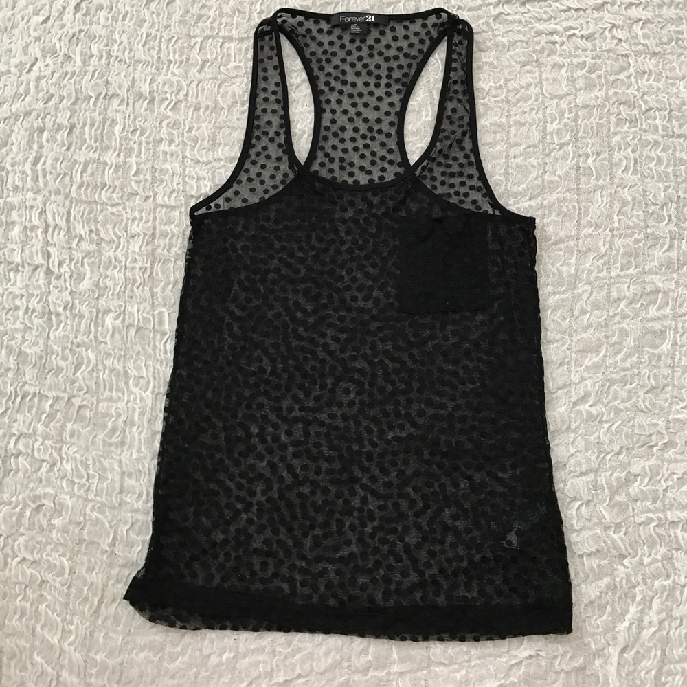 Sheer black polka dot top