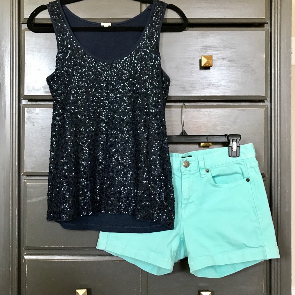 JCREW Navy Sequin Tank