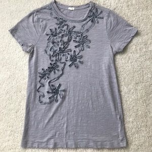 J Crew Tee with Ribbon Flowers