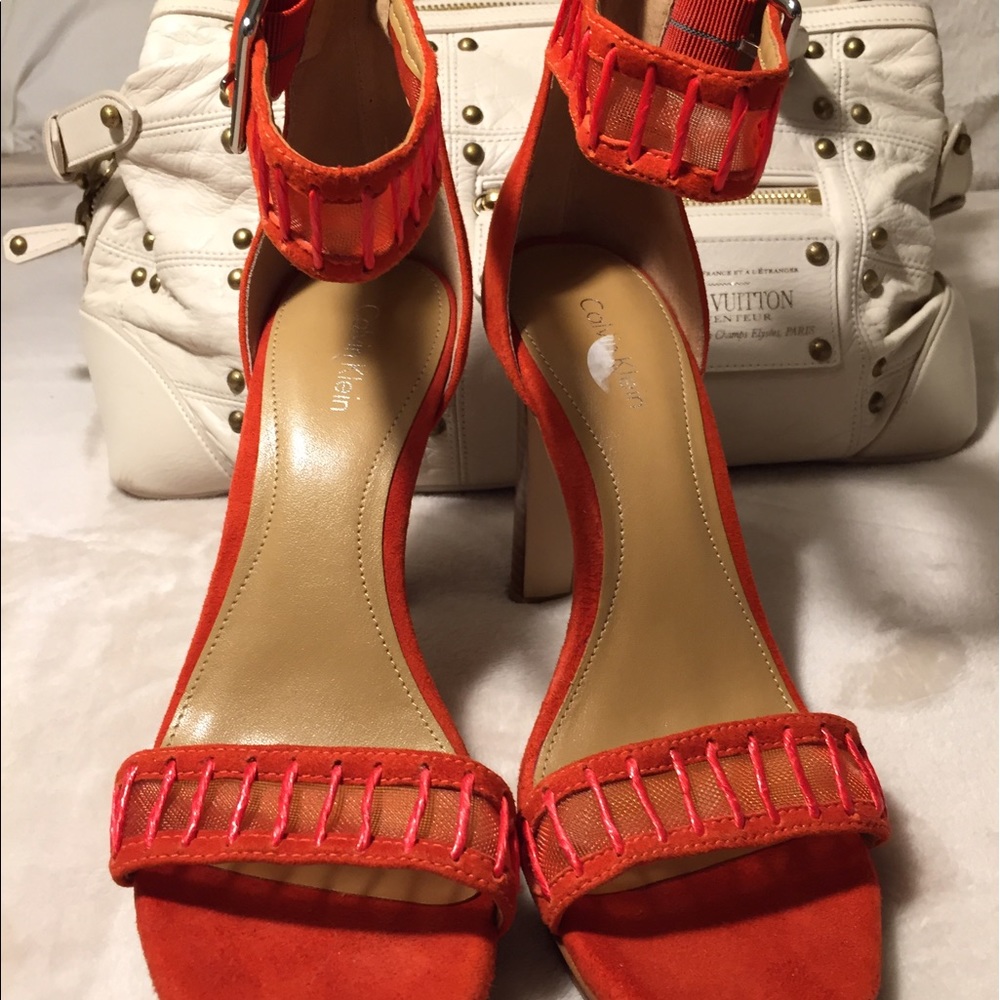 Red orange Calvin Klein Sandal heels 👠